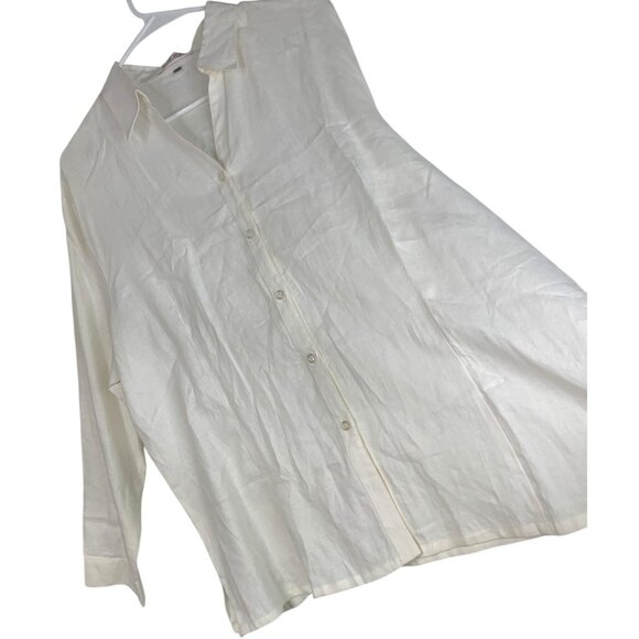 Soleil Womens Ivory Linen Blend Button Blouse 3XL RBB10449 - Picture 5 of 8